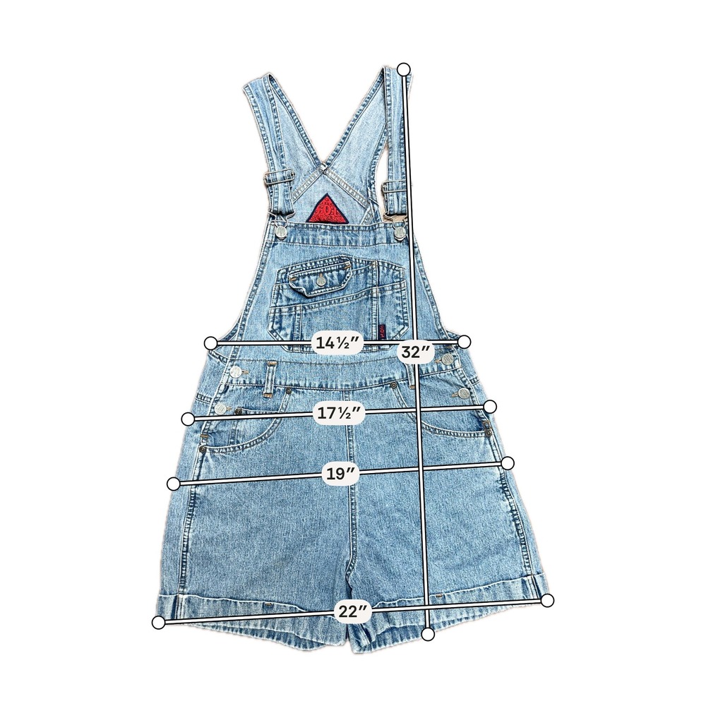 Sol Squeeze Denim Shortalls Light Wash  Cotton Overalls Womens Size S 90's Style - Picture 7 of 8